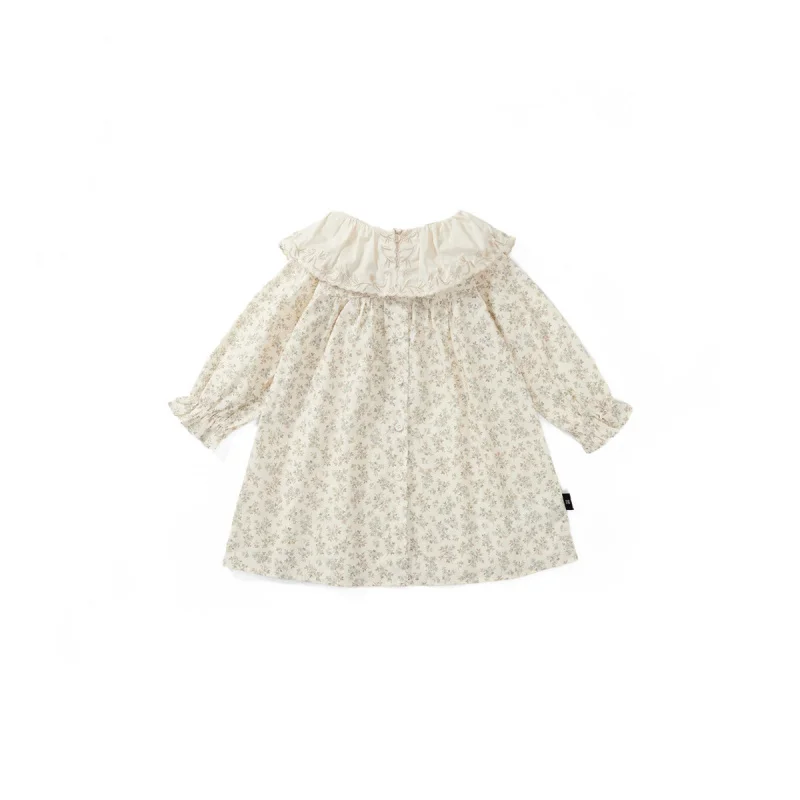 Children's Clothing Girls' Retro Style Dress Autumn New French Lace Collar Floral Dress