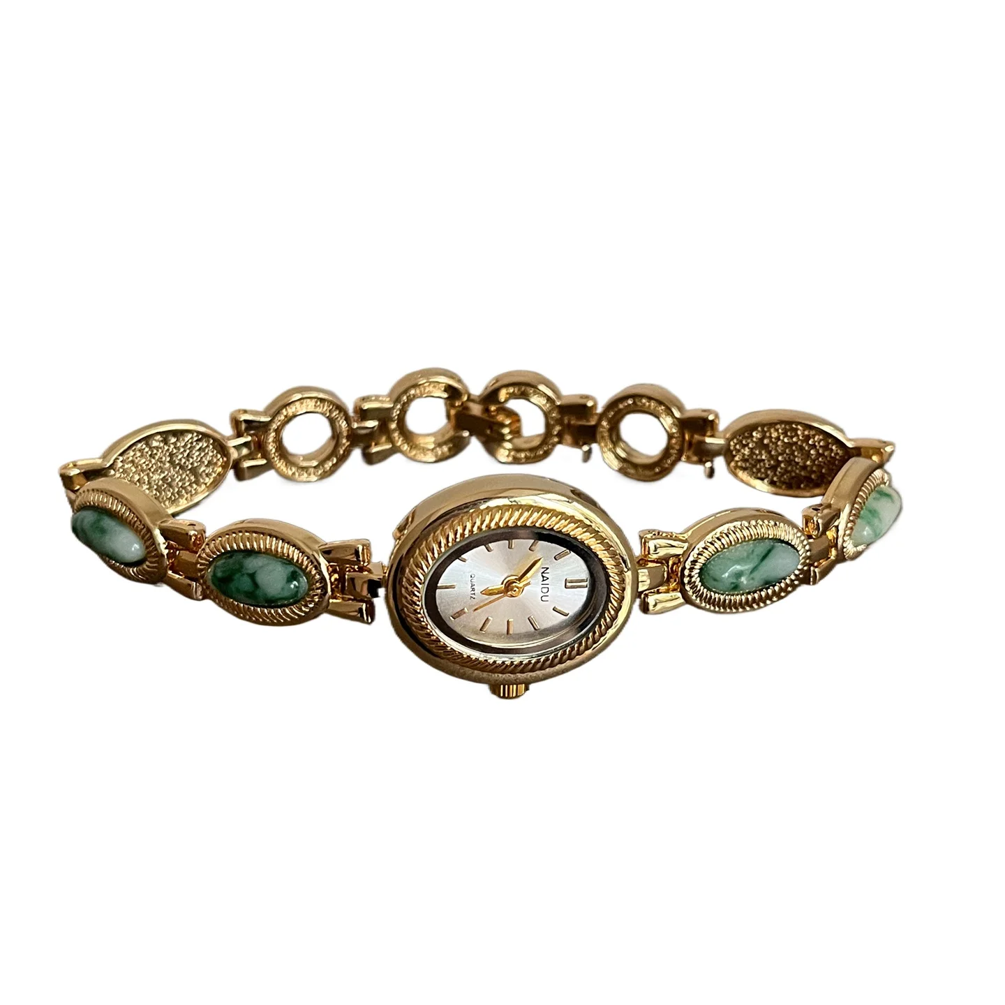 

Золотые ретро нефритовые овальные часы-браслет Western Regions, национальные уникальные индивидуальные легкие роскошные средневековые часы