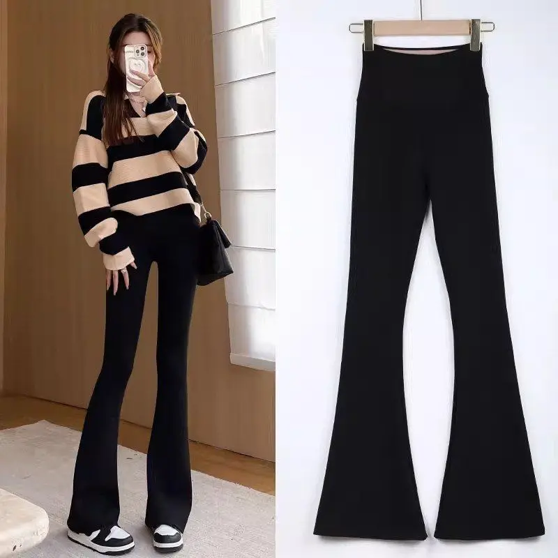 High Waist Fce Lined arkskin Trousers Fitn Yoga Pants Leggings Bla Bot Spring Autumn Winter Women's Faion