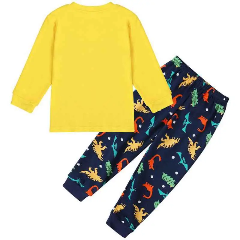 Kids Boys Dinosaur Long-sleeved Underwear Set Toddler T-Shirt Tops with Pants Children Pajama Pants Set