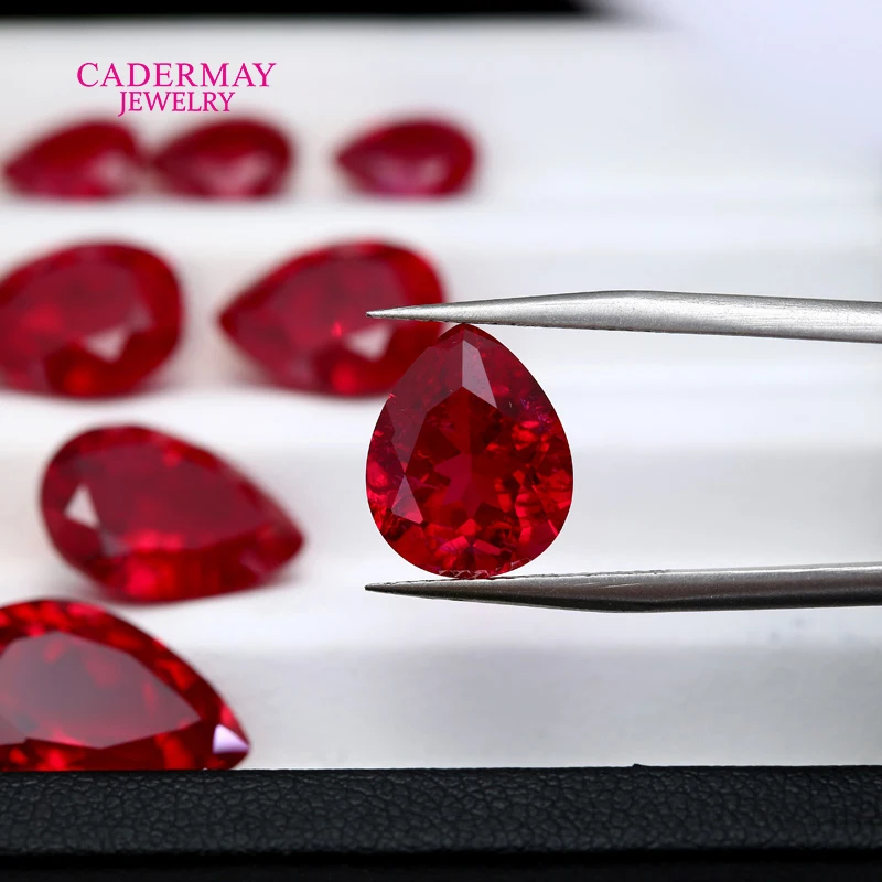 Synthetic Ruby With Inclusions Pigeon Blood Red 3x4mm-15x20mm Pear Cut Lab Grown Ruby Loose Gemstones For Making Jewelry