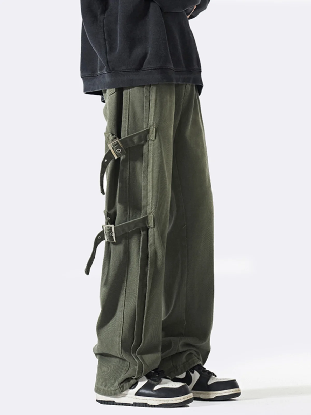 

Trendy Street Style Loose Straight Leg Workwear Pants for Men Spring Autumn Seasonal Wear Resistant Micro Stretch Denim Jeans