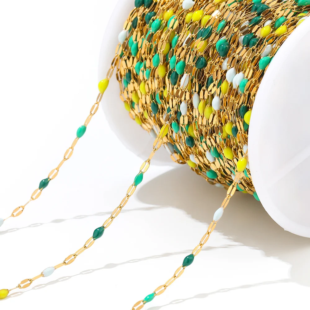 2meters Stainless Steel Lips Chain Jewelry Making Colorful Enamel Chains for DIY Bracelet Necklace Jewelry Chains Findings Bulk