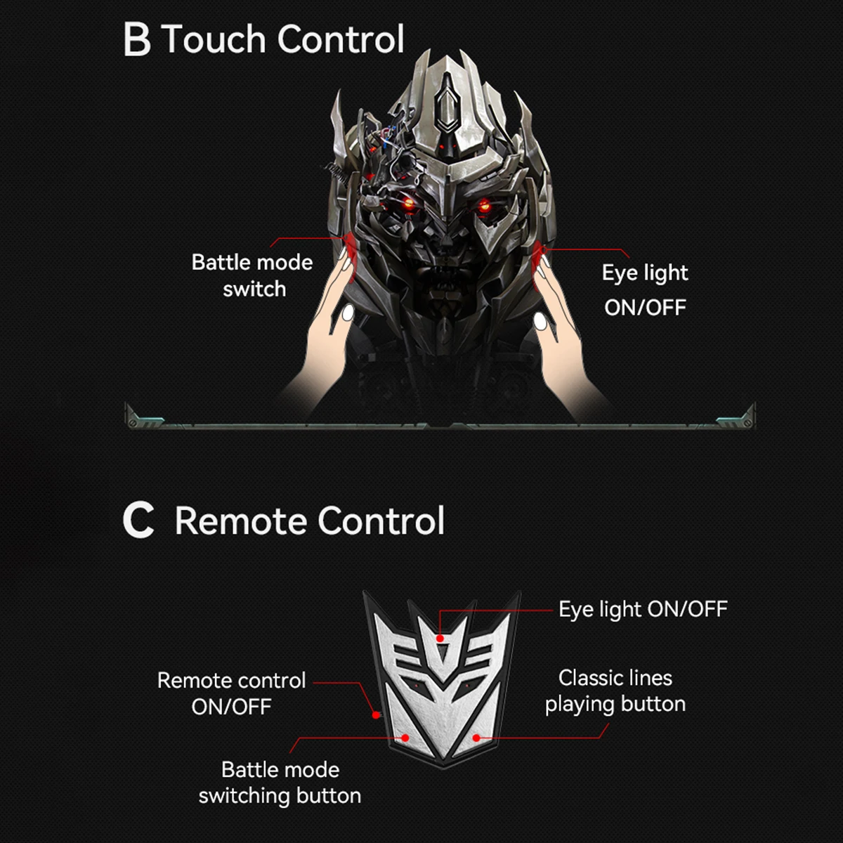 HiPlay Killerbody Transformers Megatron Tragbarer Helm mit Lautsprecherbasis, Sammler-Sprachwechsler