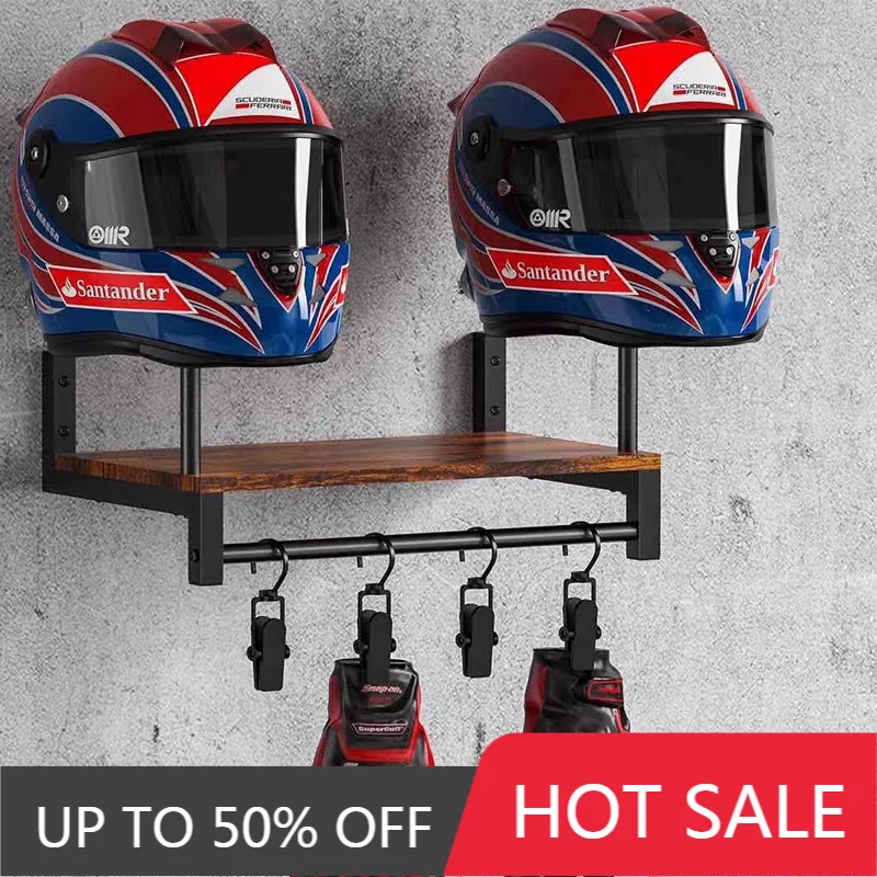 Wall Mounted Motorcycle Hat Rack Helmet Coat Organizer Hanger Plate Hat Racks Metal Display Helmet Hanging HatRack Home Storage