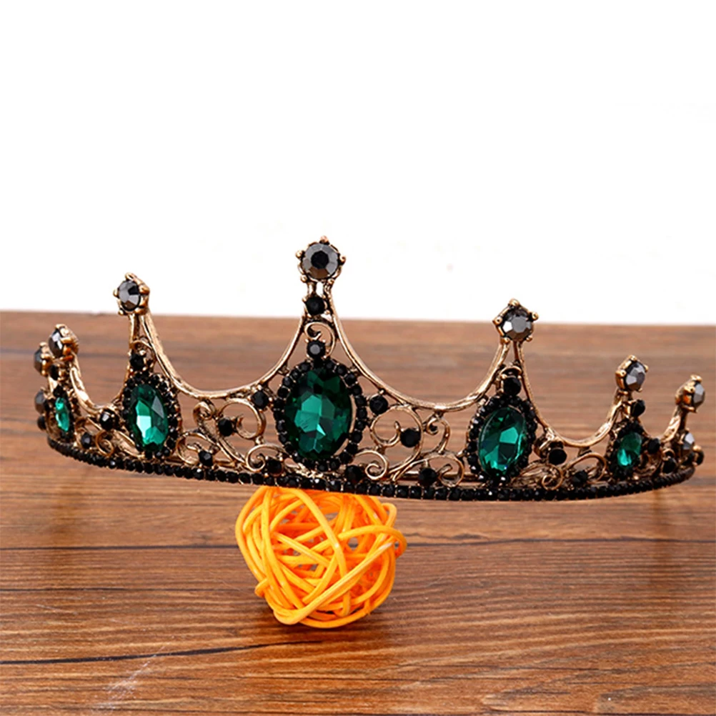 

Retro Green Stone Bridal Crown Elegant Lightweight Tiara Crystal Jewelry Wedding Engagement Party Headpiece Bridal Crown