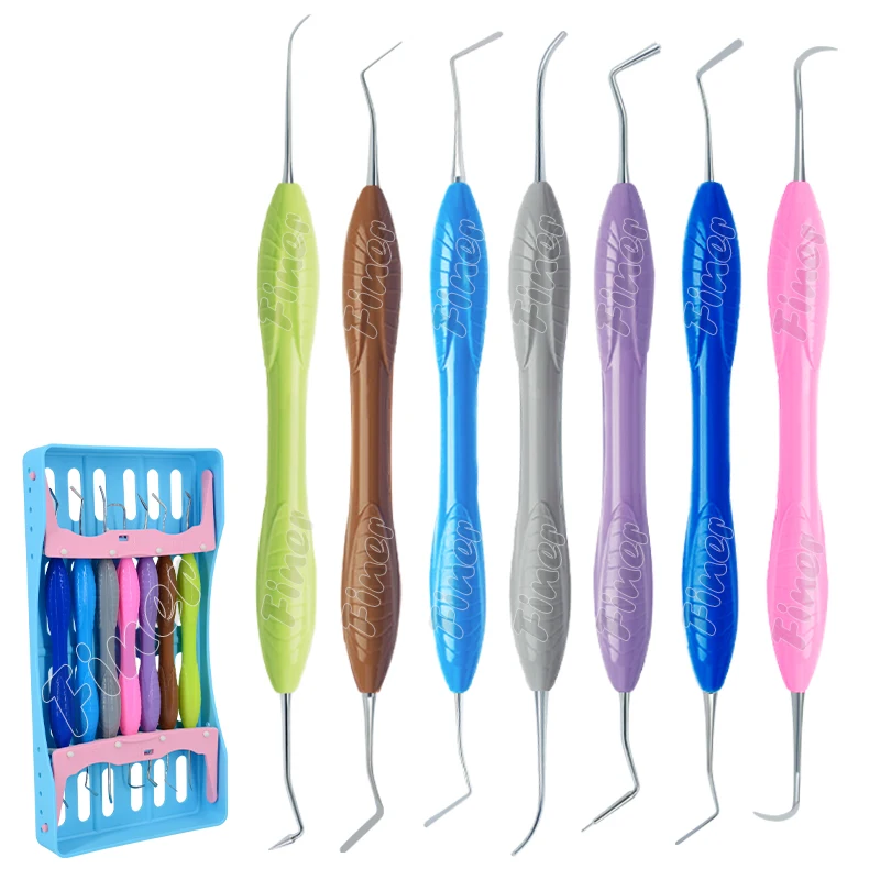 7pcs/lot Dental  Resin Spatulas Silicone Handle Aesthetic Restoration Dental Resin filling Composite  Instrument  kit