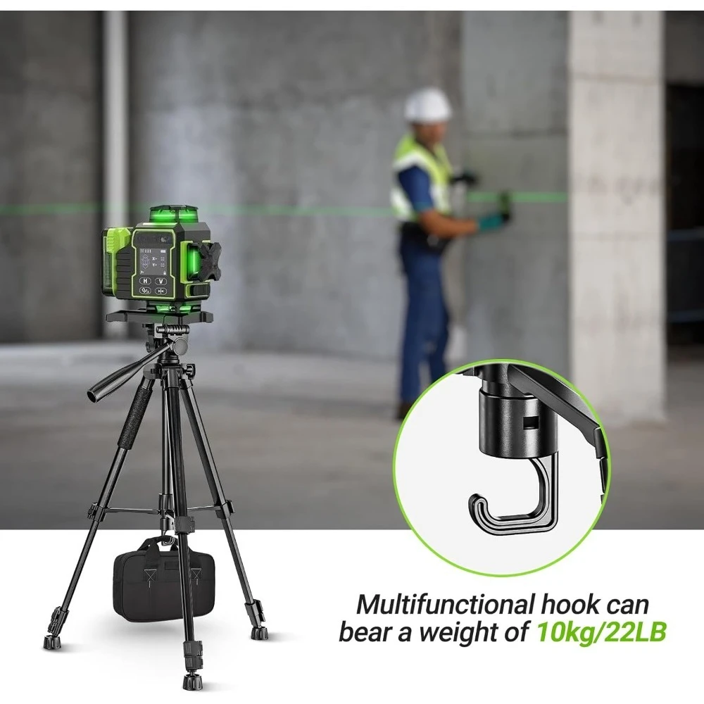 Tripod Laser Profesional Heavy Duty 60 Inci, Penyangga yang Dapat Disesuaikan untuk Laser Titik dan Pengukur Jarak dengan 1/4 5/8