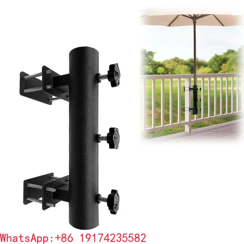 Outdoor Patio Umbrella Base Fixing Clamp Parasol Mount Bracket Sun Shade Pole Railing Fastener for Balcony Rail Installation