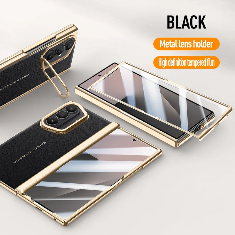 

Чехол для Samsung Galaxy Z Fold 7, роскошный чехол-подставка для линз из искусственной кожи для Samsung Z Fold7 fold7, универсальный весенний шарнирный чехол