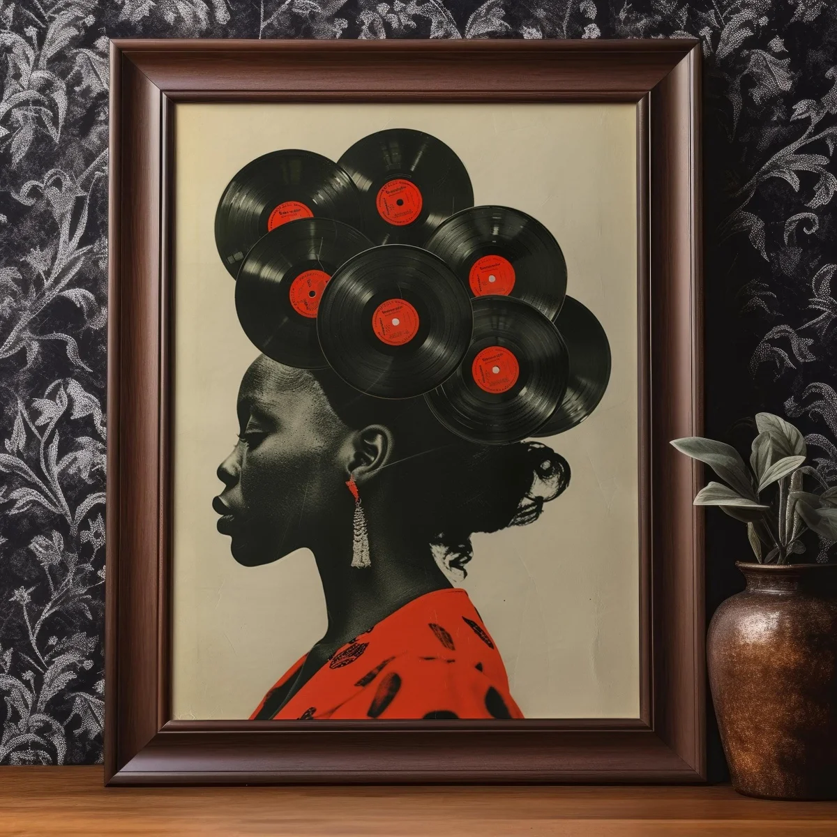Vintage Vinyl Records Black Woman Canvas Prints Poster Retro Trendy DJ Music Art Prints Living Room Bedroom Wall Art Home Decor