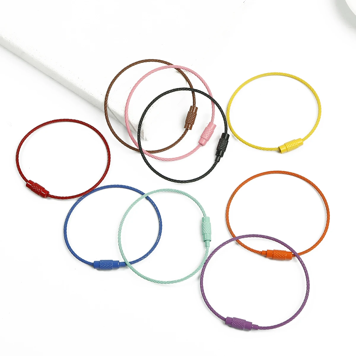 2/10 Stück bunte Schlüsselanhänger aus Stahl, Spulenkabel, Drahtschlaufen für DIY-Charm-Anhänger, Schlüsselanhänger, Bastelbedarf, Materialien