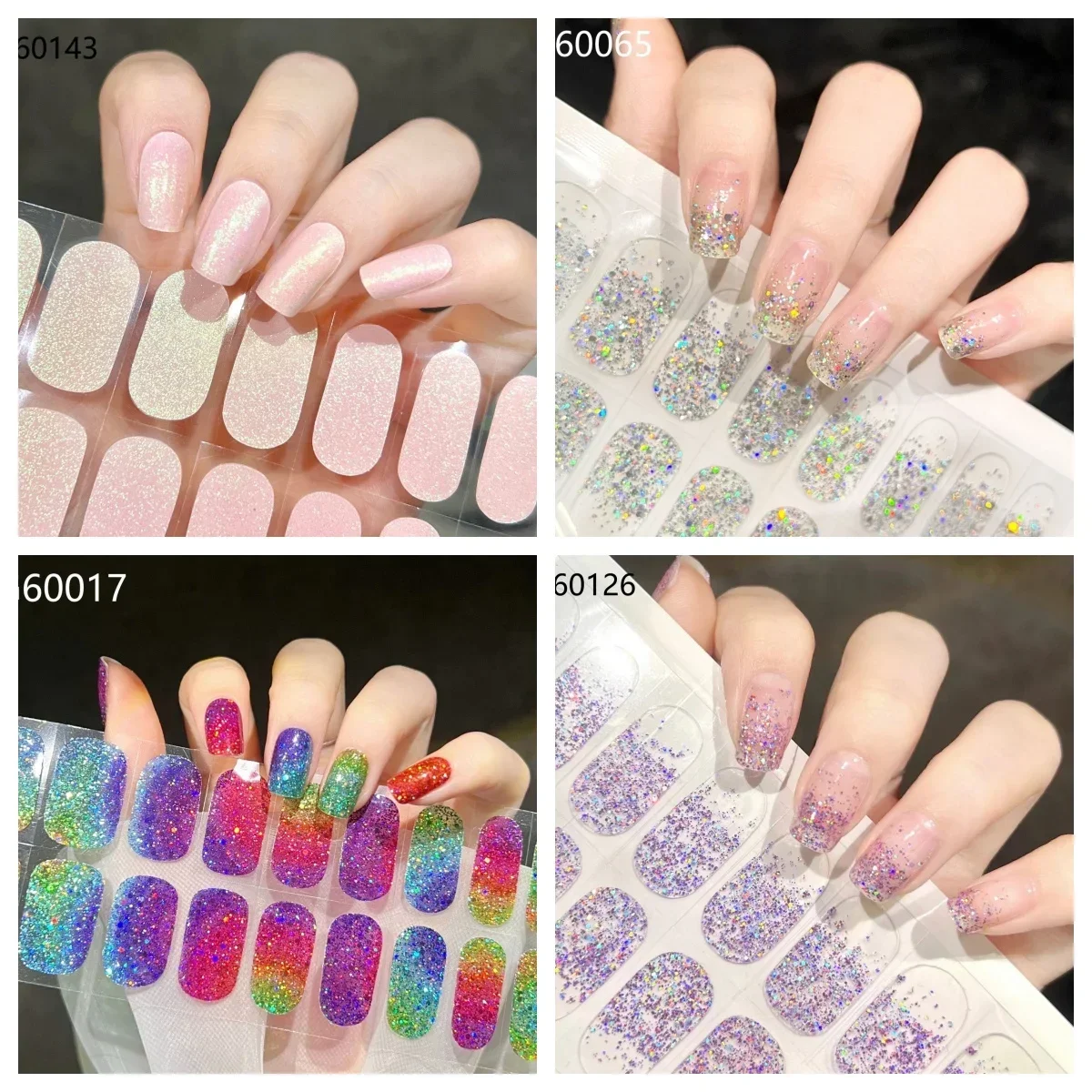 22Tips UV Semi-cured Gel Nail Wraps Press on Nail Gold Foil Stickers The Headlight Becomes Hard and Fully Covers The Nail Patch