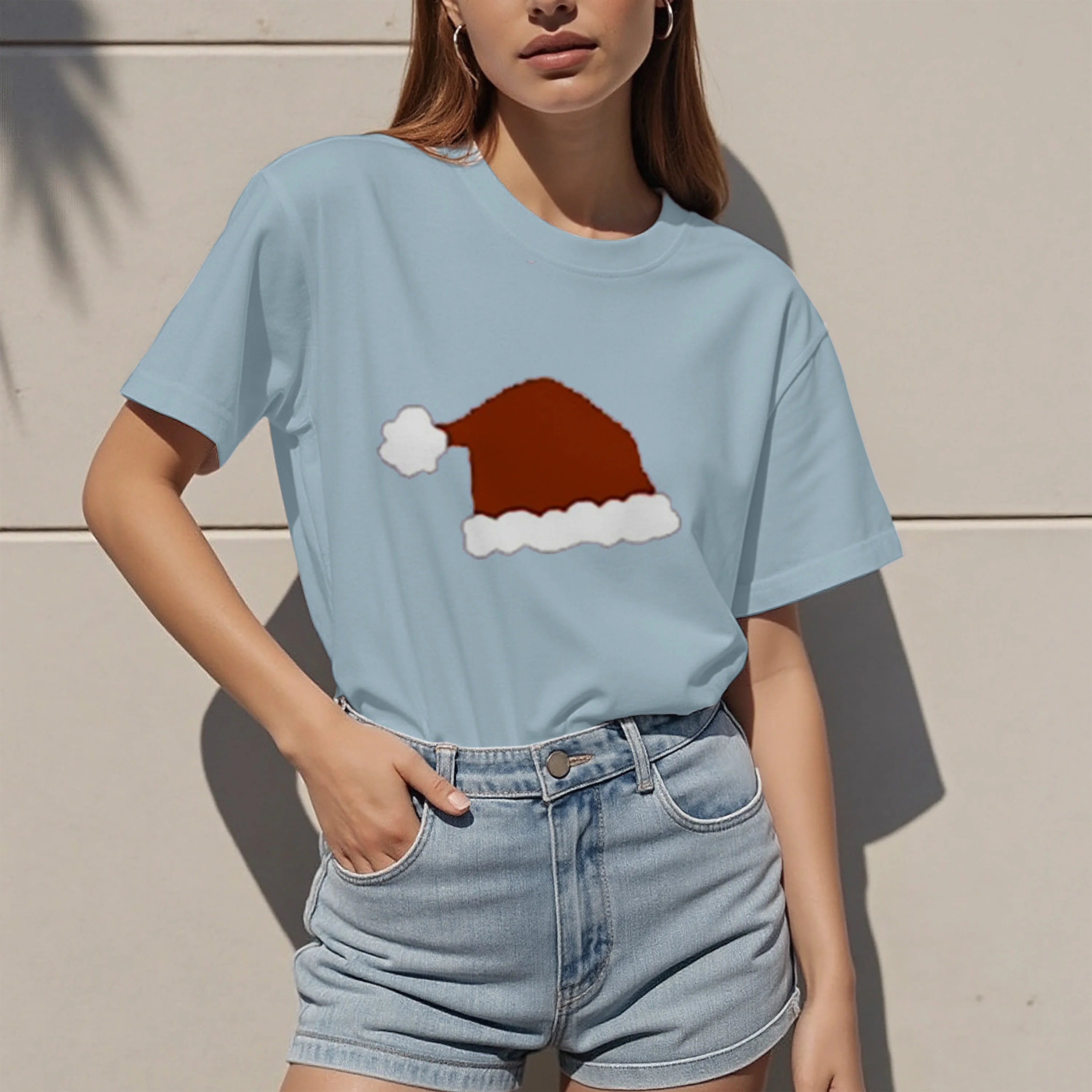 여성용 통기성 폴리에스터 반팔 티셔츠, 클래식한 디자인, 출퇴근이나 데이트에 착용하기 쉽습니다.