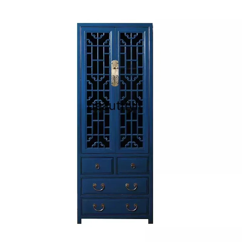 A139 New Chinese-style painted bookcase, old Bogu frame, antique solid wood decorative cabinet, retro wardrobe