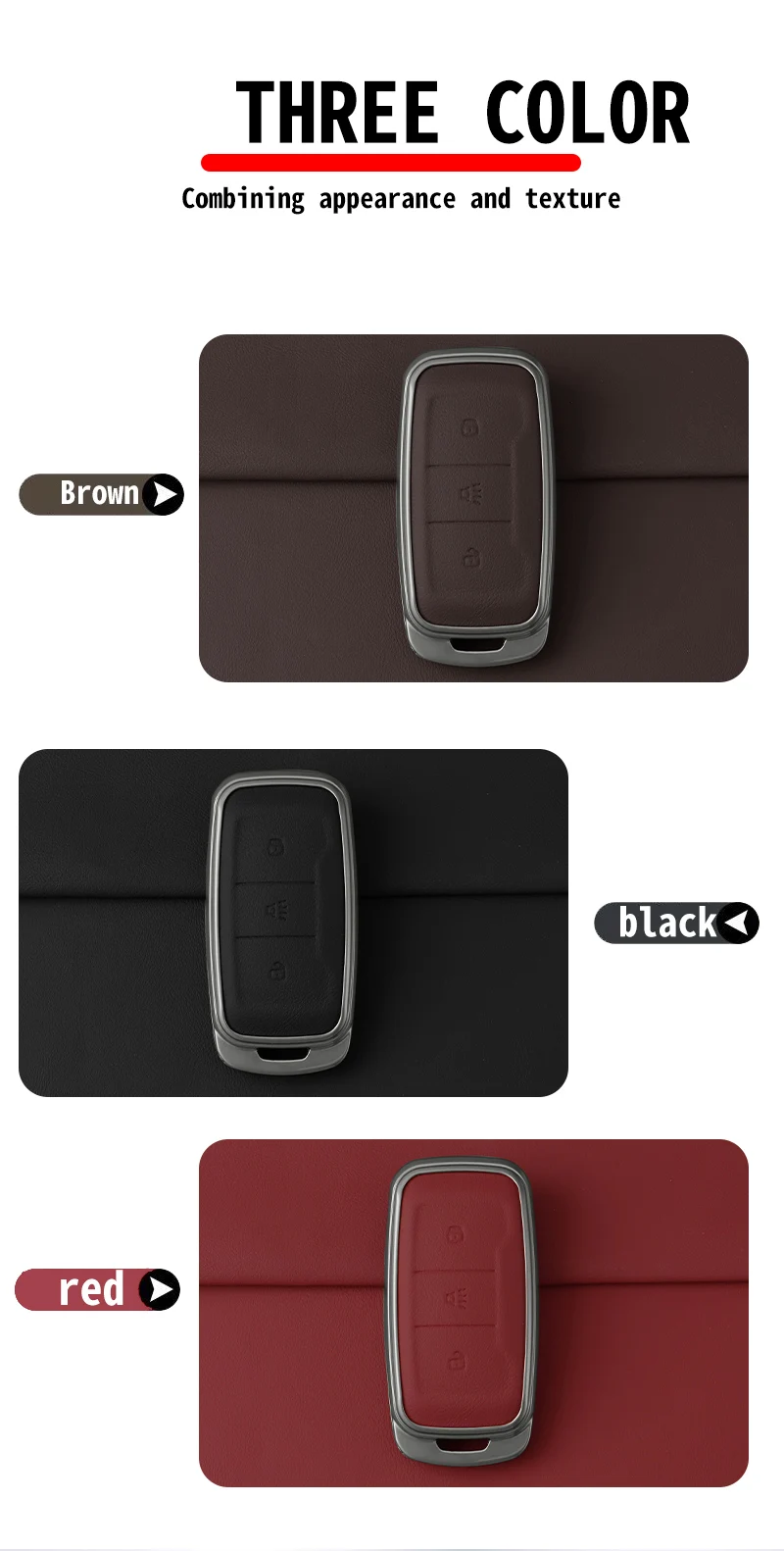 Neue Zink legierung Leder Auto Fernbedienung Schlüssel etui Abdeckung Halter Anhänger Schutzhülle für chery Jetour x70 x70s x70m x90 Cowin x3 x5 k60 – Detail 2