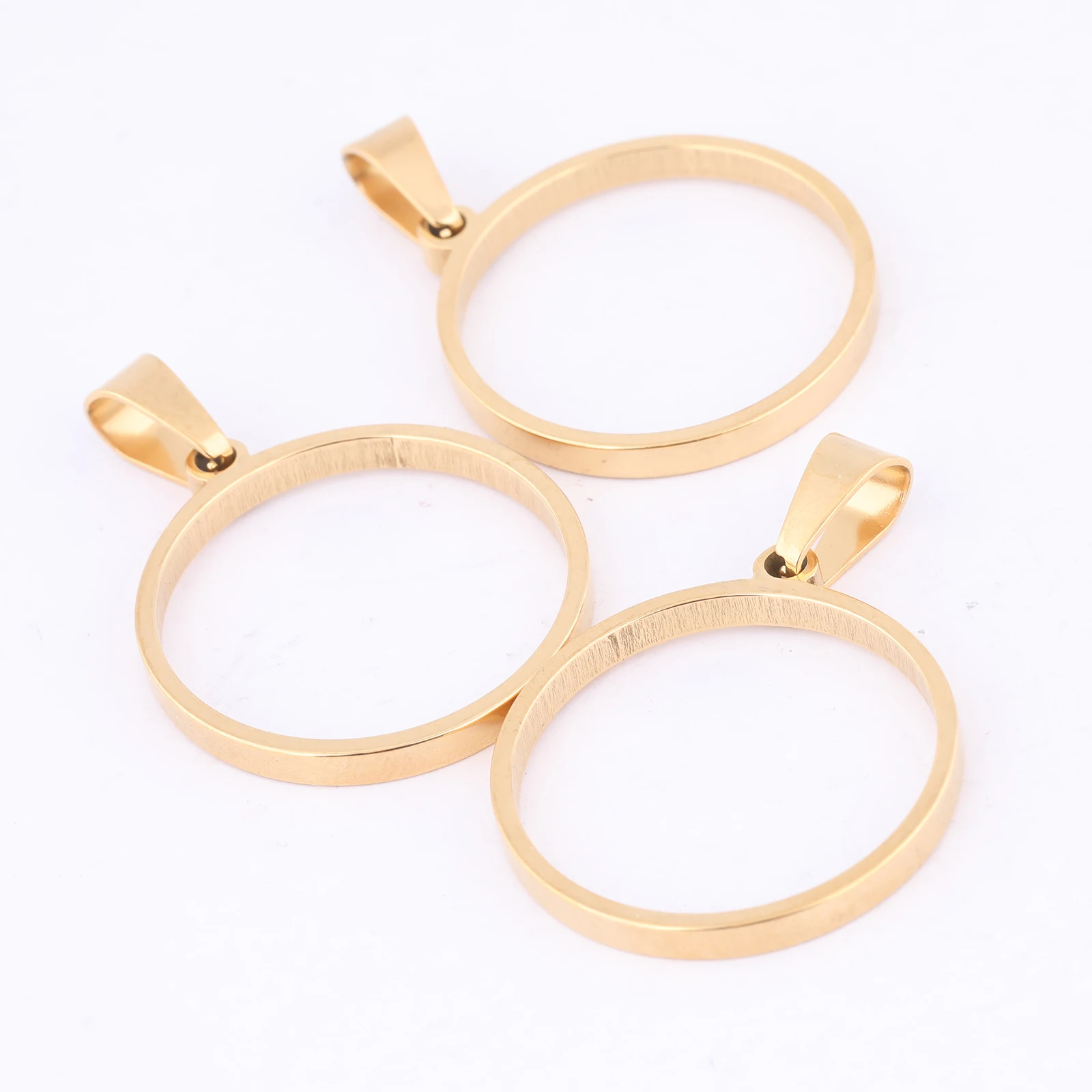 10pcs 25mm Round Open Bezel Charms Stainless Steel Gold Plated Hollow Pendant Frame Setting Blanks For Resin Jewelry Making