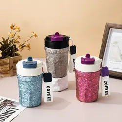 400ml Pure Titanium Coffee Cup With Rope,High-temperature Crystallization Thermos Cup,Gift Vacuum Flasks,Portable Water Bottle