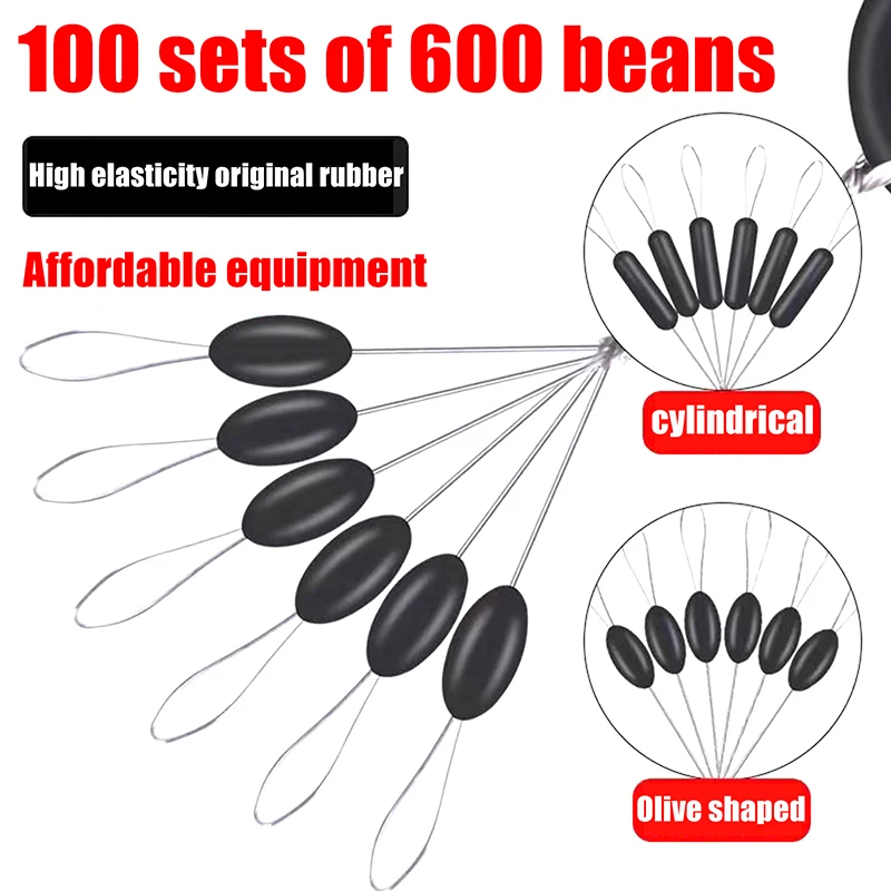 60Grains/10Set Float Space Bean Oval/Olive Shape Stopper Silicone Carp Fishing Rubber Stopper Fishing Float Bobber Fishing Tools