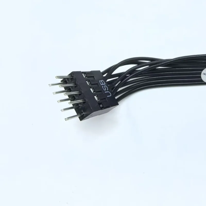 USB 2.0 9Pin Dupont Adapter Data Extension Cable Male to Male Black 50cm
