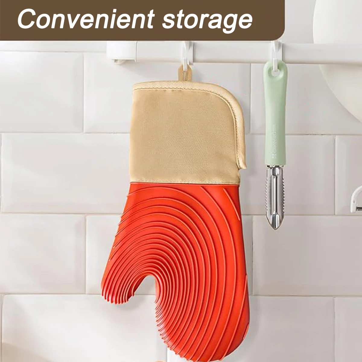 

2Pcs/Pair Essentials Silicone Oven Mitt Flexible Heat Resistant Oven Gloves Anti-scalding Waterproof Baking Gloves for Home