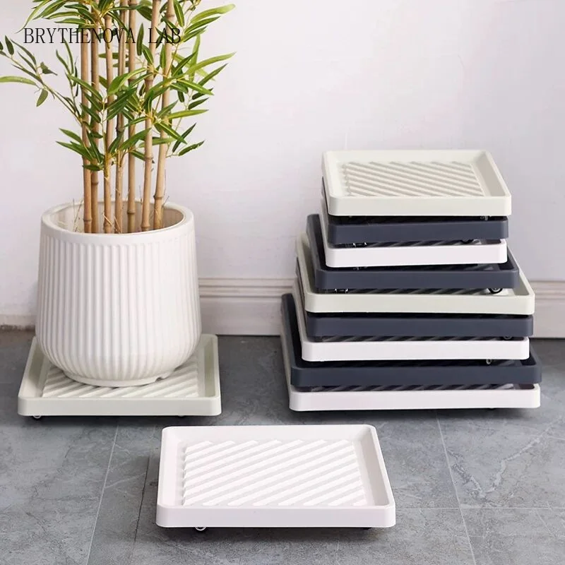 Square Planter Stand on Wheels Planter Tray Wheels Plant Pot Base Movable Pot Flower Mover Rolling Tray Garden Accsesories