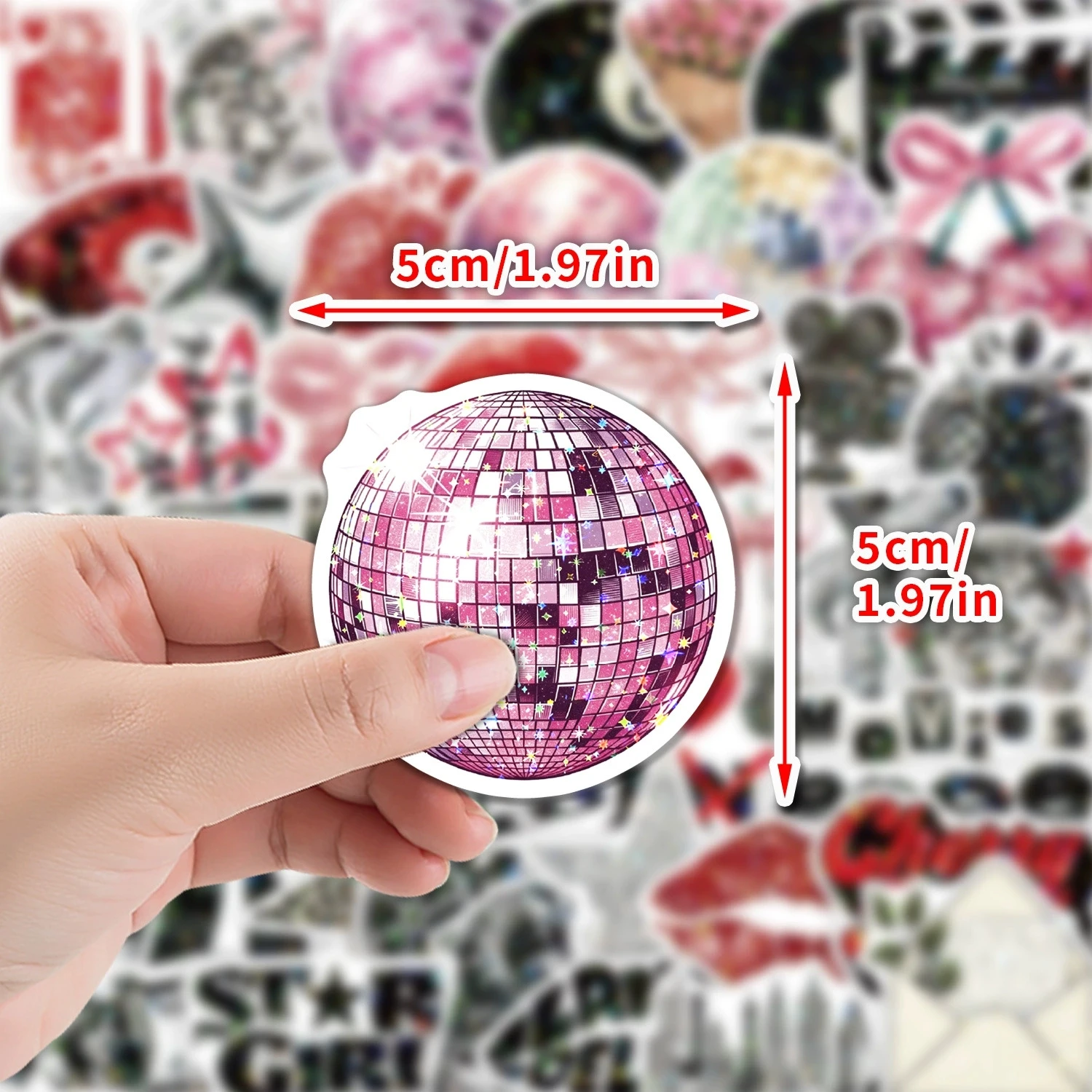 50 Pcs Cartoon Holographic Graffiti Stickers Star Film Waterproof Vinyl Decals for Laptop Phone Case Journal Gift