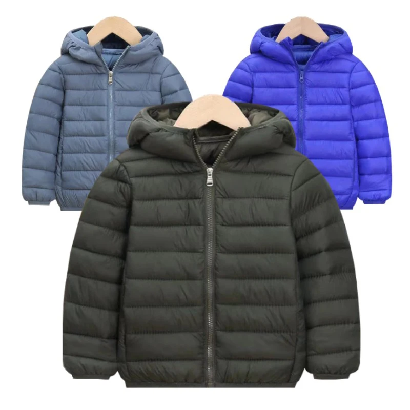 Lightweight Down Jacket Boys Girls Autumn Winter Coats Children Warm Hooded Outerwear Kids Teen Sports Casual Clothes 6-14 Years