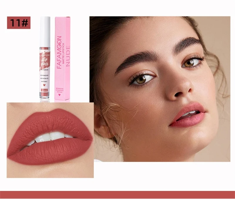 Rosaroter, mattierter, flüssiger Lippenstift, wasserfest, langlebig, feuchtigkeitsspendend, langlebiger Lippenstift, nicht klebender Lipgloss, koreanisches Make-up – Detail 20
