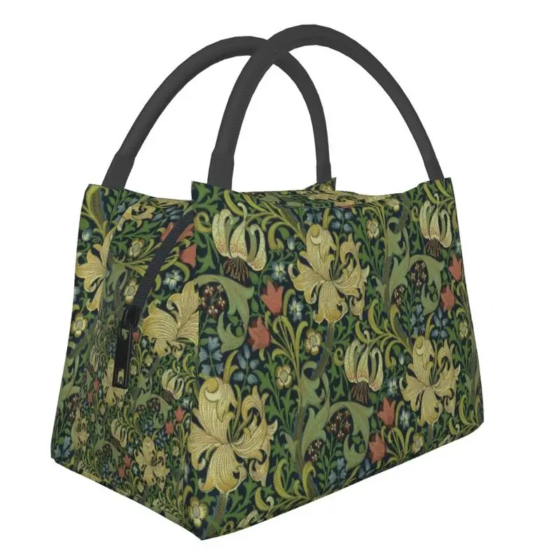 William Morris Company Insulated Lunch Bag for Outdoor Picnic Floral Textile Pattern Waterproof Thermal Cooler Lunch Box Women