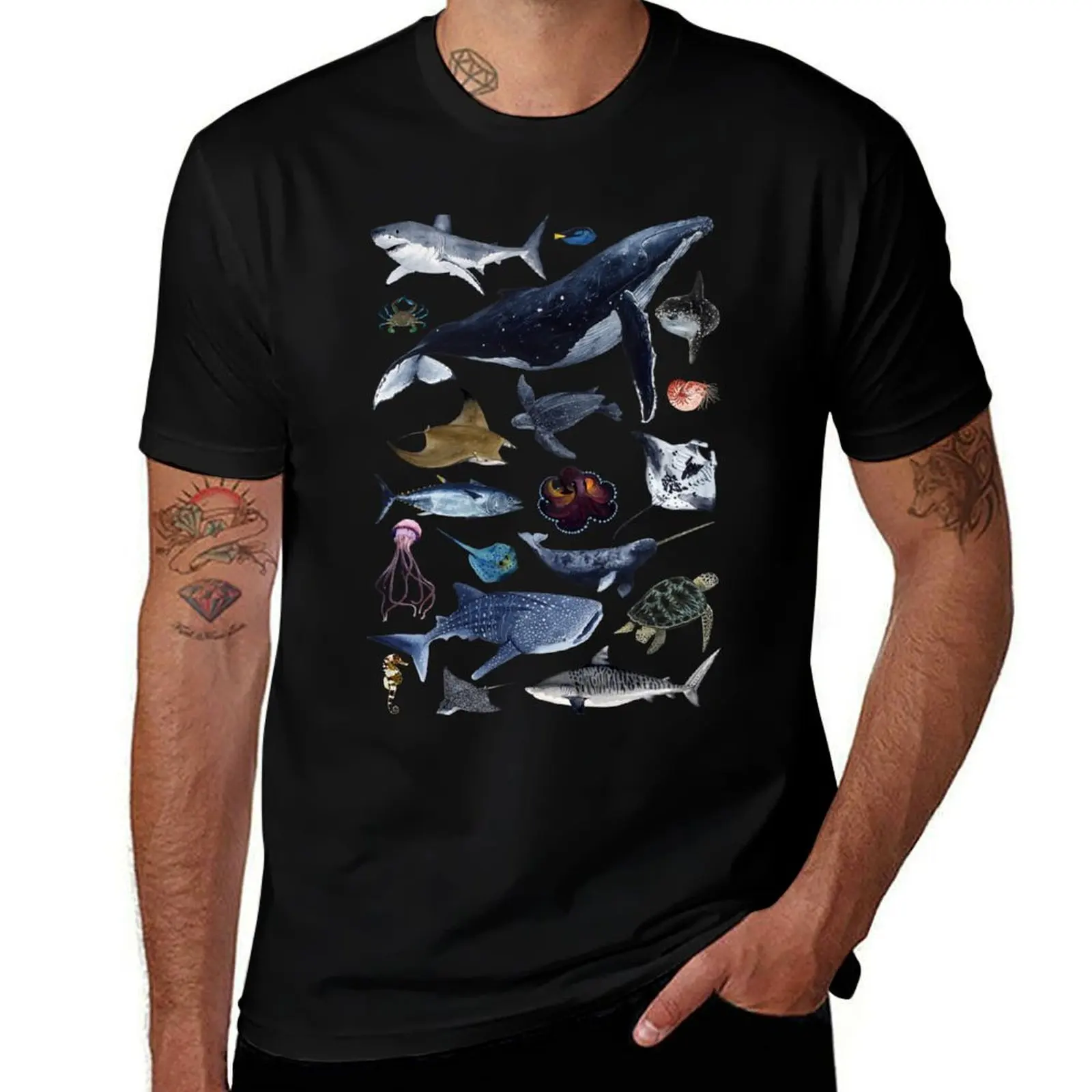 

Футболка SEA CREATURES, мужские футболки, белые мужские футболки для мужчин, футболка
