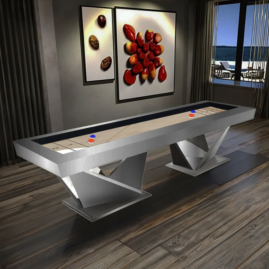 Wholesale American Style 9ft /12ft/14ft /16ft Shuffleboard Table Indoor Professional Shuffleboard Durable Slate Pool Table