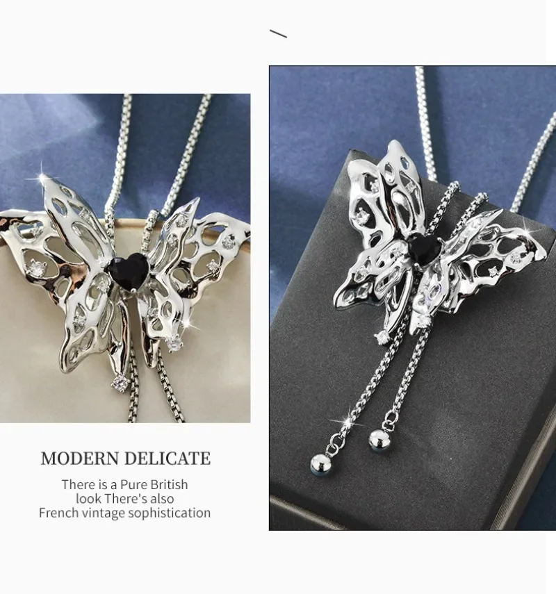 Высококачественная цепочка для свитера-бабочки на осень и зиму, универсальное и элегантное длинное колье в сочетании с ожерельем с кисточками.