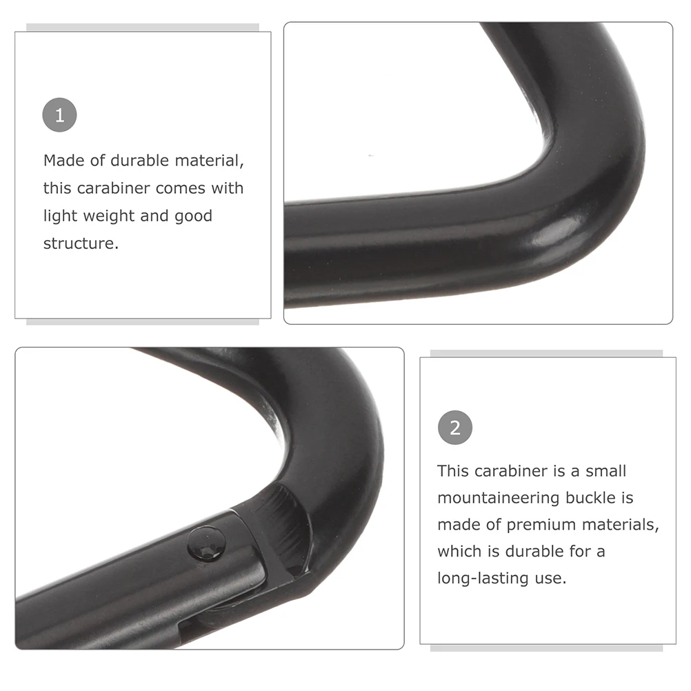 

6pcs Black Aluminum Alloy Triangle Carabiner Lightweight Climbing Key Hook Durable Heavy Duty Outdoor Gear Accessories