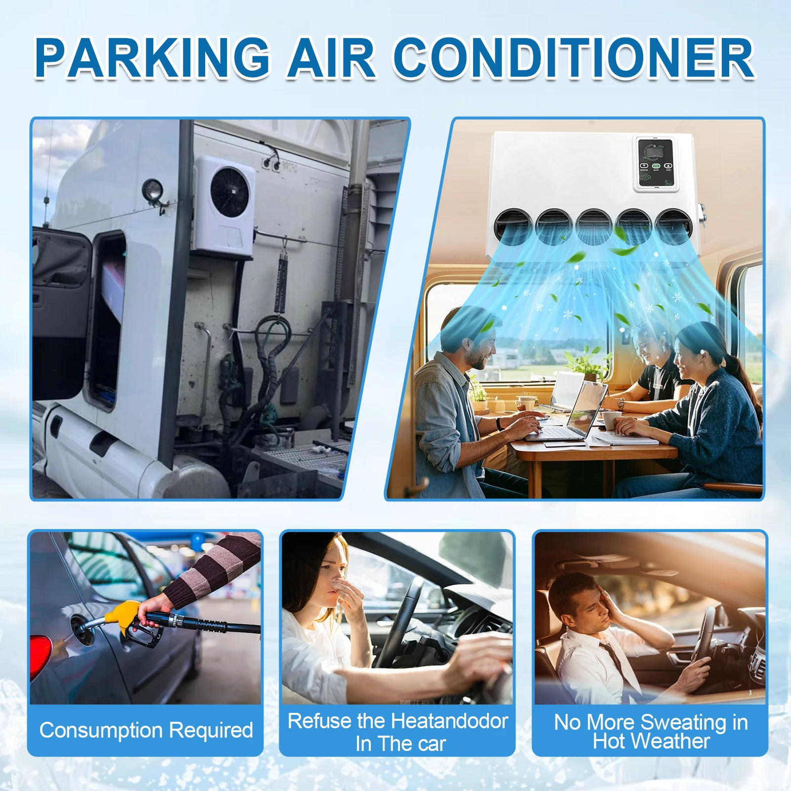 트리리고 12V 24V 12000BTU 자동차 트럭 전기 주차 에어컨 캠핑카 밴 트랙터 자동차용 분리형 에어컨 2024