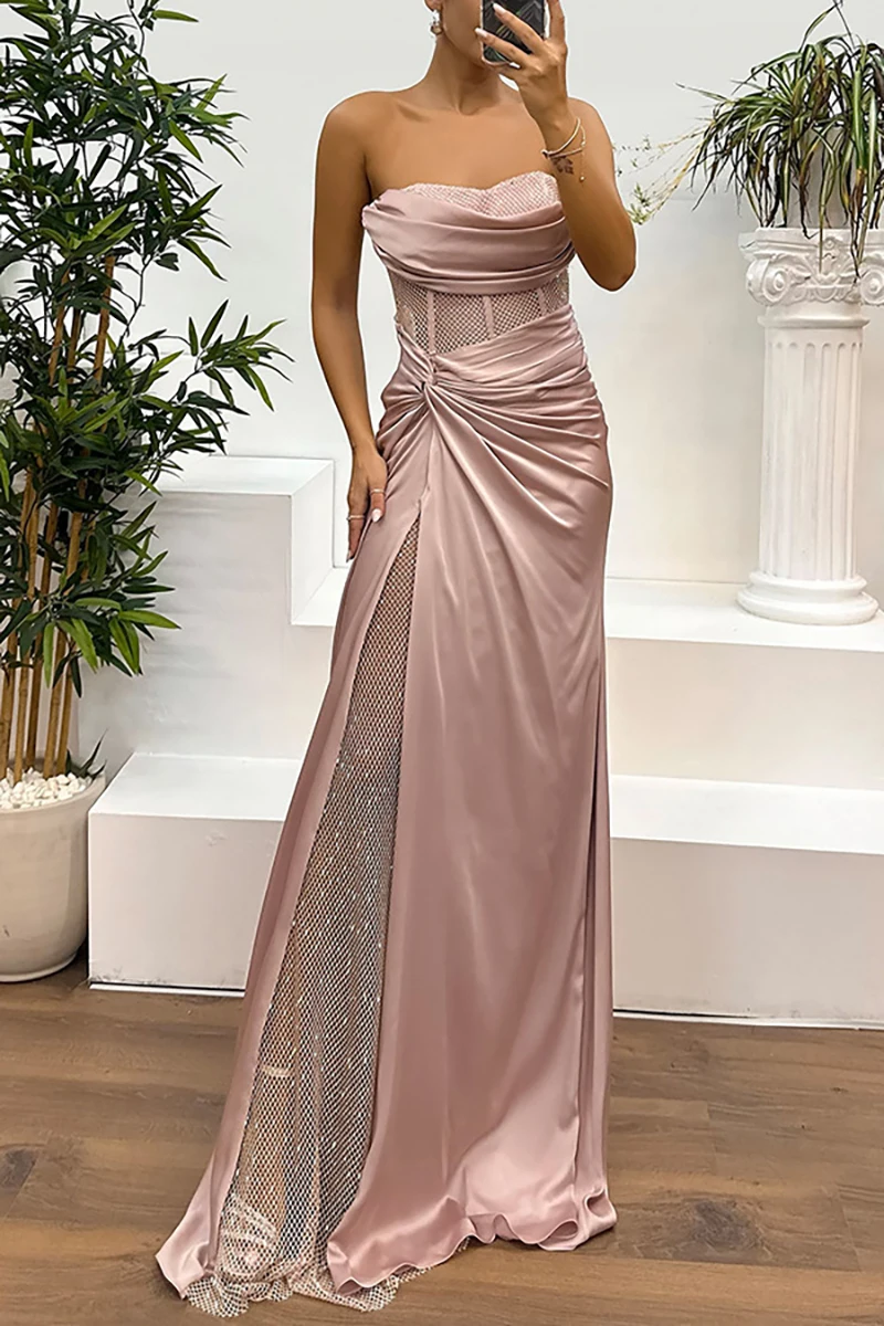 Branco elegante sexy maxi vestido oco sem costas vestidos 2024 novo europeu americano festa ins moda peito envoltório emenda vestido