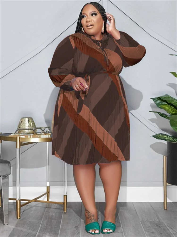 Wmstar Plus Size Dresses for Women Long Sleeve Printed Loose Bandage Africa Maxi Dress New Fall Clothes Wholesale Dropshipping