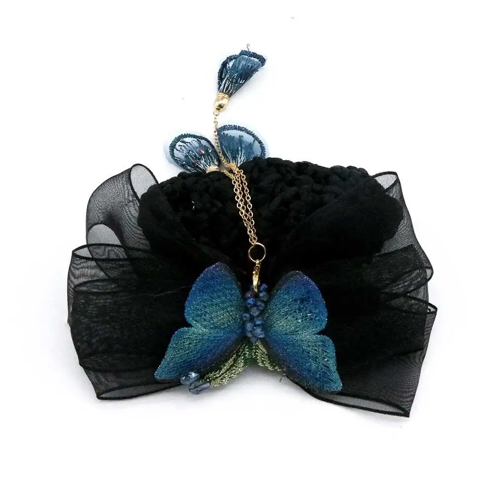 

Headwear Butterfly Bowknot Ponytail Clip Mesh Korean Bun Snood Professional Headdress Hairgrips Cover Net Women Spring Clips