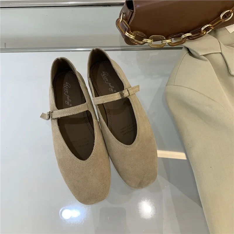 العلامة التجارية الجديدة النساء الشقق جولة تو الضحلة الانزلاق على السيدات أحذية الباليه عادية لينة جلدية أنيقة فستان أحذية 2026 جديد #5