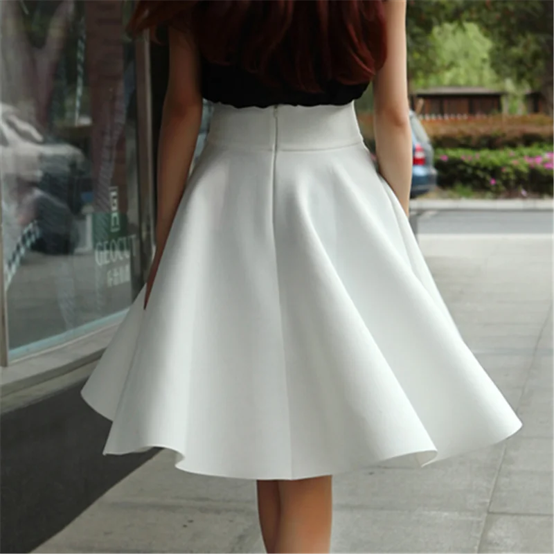

Spring Summer New plus Size White Midi Skirt A-Line Ball Gown Sle Puffy Flared Hemline Slimming f-length Skirts