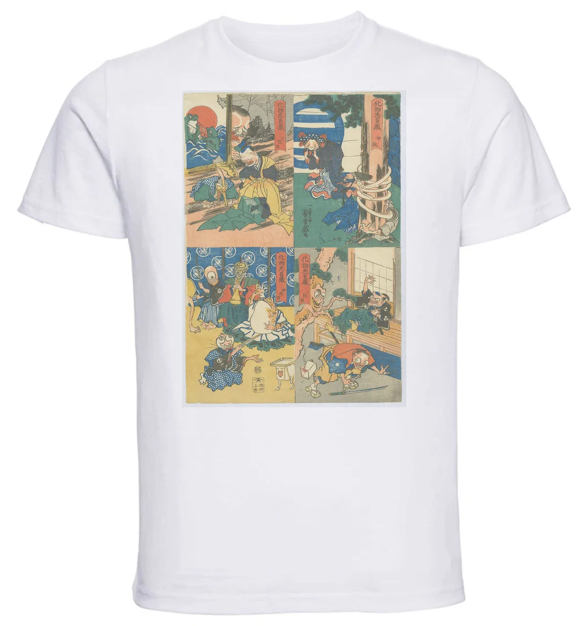 T-shirt Unisex White Ukiyo-e Kuniyoshi The Monster's Chūshingura Act One-four 11