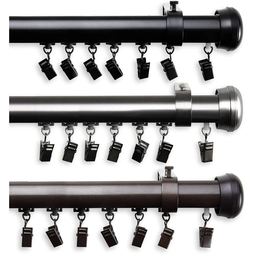 قضيب ستارة ترافيرس لاسلكي من خليط معدني، 48-86 بوصة، لمسة نهائية سوداء #3