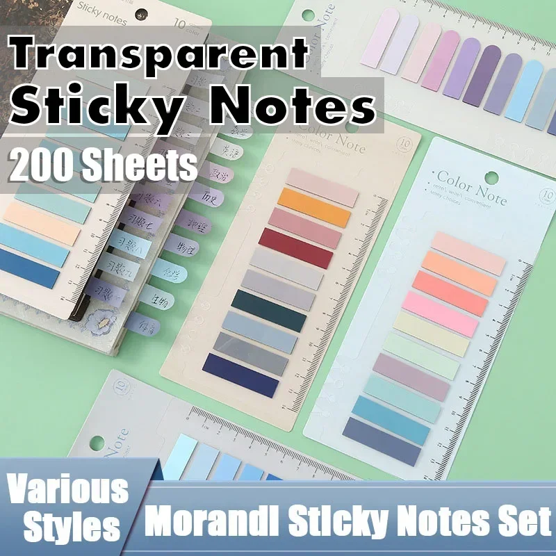 Colorful Transparent Sticky Notes Annotation Tabs Paper Self-Adhesive Memo Pad Book Marker Stickers School Office Supplies