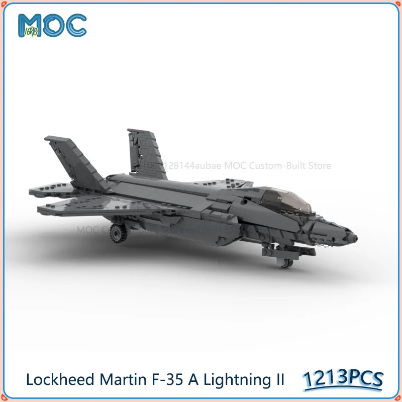 1:35 Scale Lockheed Martin F-35 A Lightning II Model MOC Building Blocks DIY Assemble Bricks Toys Gifts 1217PCS