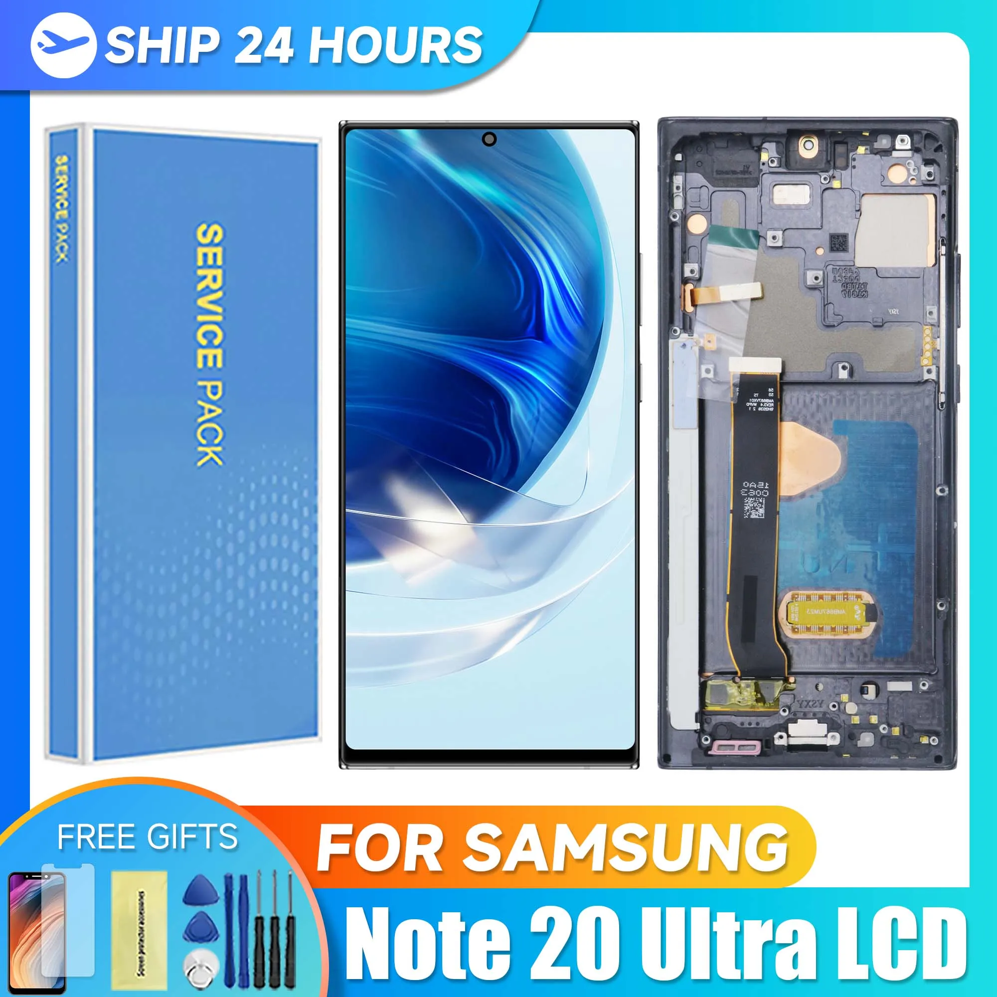 Note 20 Ultra Super AMOLED Screen Assembly, for Samsung Galaxy Note20 Ultra N985F N986B Lcd Display Digital Touch Screen Parts