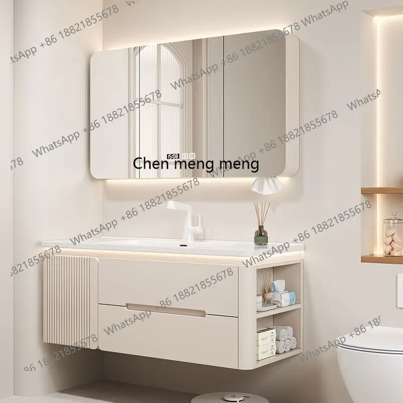 

Bathroom cabinet side storage oak paint ceramic integrated basin bathroom cabinet combination washbasin