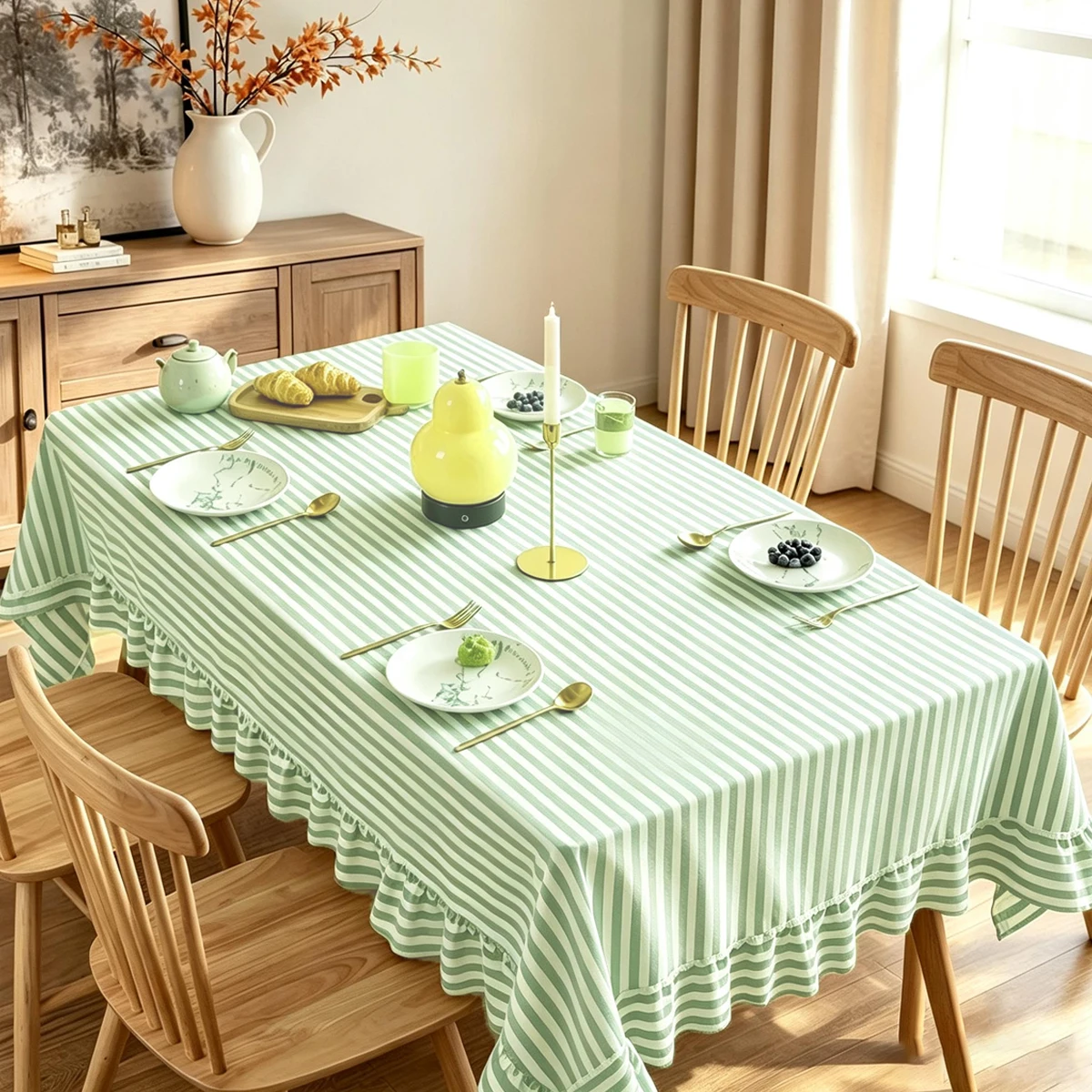 Kitchen Appliances Green - Nappe rétro minimaliste à rayures vertes