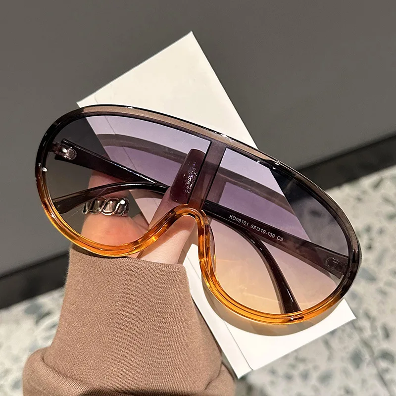 Futuristic Wrap Around Sunglasses Oversized Curved Lens Sun Glasses Y2K UV400 Protection 2000'S Eyewear for Women Men