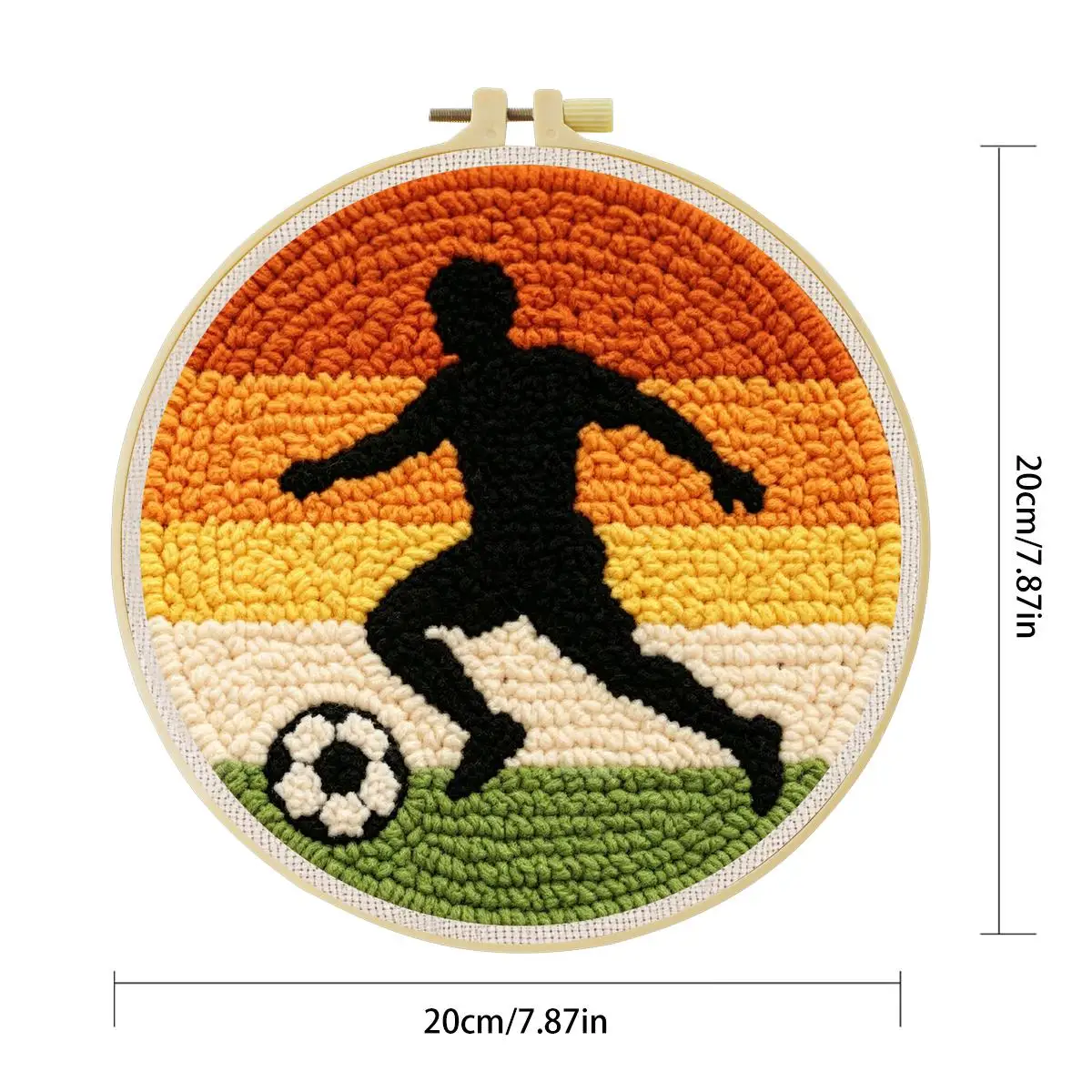 20X20CM/7,87 Zoll Fußball-Stickset, Punch-Nadel-Stickset, Stickerei, gestrickte Stickerei, DIY, handgemachtes Geschenk, Nähkunst – Detail 3