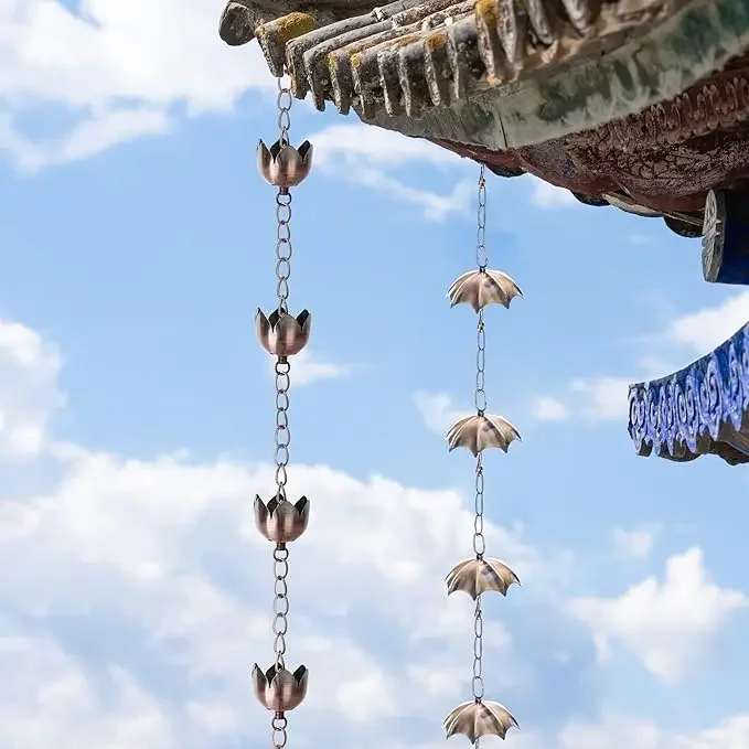 Blue Leaf  Drainage Gutter Villa Temple Decoration Courtyard Eaves Rain Bell